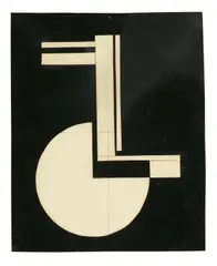 Walter Dexel, Komposition, 1924, Collage aus Papier mit Bleistift, auf schwarzem Glanzpapier