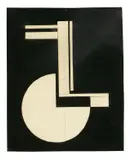 Walter Dexel, Komposition, 1924, Collage aus Papier mit Bleistift, auf schwarzem Glanzpapier