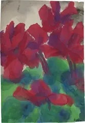 Emil Nolde, Violettes Alpenveilchen, 1915, Aquarell auf Japan