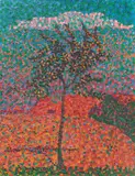 Gustav Gildemeister, Herbstlicher Baum II (mit rosa Wolke), Um 1907, Öl auf Leinwand