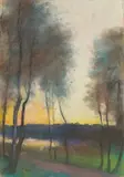 Lesser Ury, Herbststimmung am Grunewaldsee, Um 1896, Pastell auf Pappe