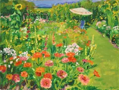 Arnold Balwé, Sommerlicher Garten, Öl auf Leinwand