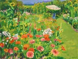 Arnold Balwé, Sommerlicher Garten, Öl auf Leinwand