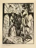 Mappenwerk, Original-Mappe mit einem von Lyonel Feininger lithographiertem Deckel und 13 (von 14) Druckgraphiken, verschiedener Bauhaus-Lehrer auf verschiedenen Papieren