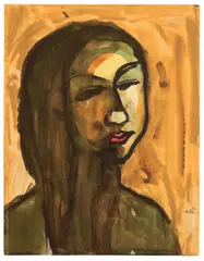 Mädchenkopf by Emil Nolde, Um 1916, Aquarell und Tuschpinsel auf Papier, sold Nov 2008