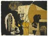 Neo Rauch, Küche, 1993, Öl und Schellack auf Papier