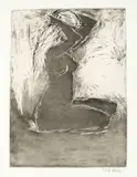Emil Nolde, Kniendes Mädchen, 1907, Kaltnadel mit Tonätzung auf Papier