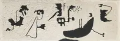 Schwarze Formen schwebend (Friesbild) by Willi Baumeister, 1950, Öl, Kunstharz und Spachtelkitt auf Hartfaser, sold Jun 2021