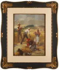 Augustin Němejc, On a Field, First half of 20th century, oil on cardboard