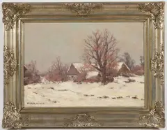 Otakar Hůrka, Village in Winter, First half of 20th century, oil on canvas