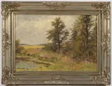 Otakar Hůrka, Trees by the Pond, First half of 20th century, oil on canvas
