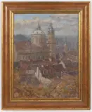 Stanislav Feikl, Lesser Town in Fall, First half of 20th century, oil on cardboard