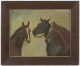 Klauss von Scholz, Three Horses, First half of 20th century, oil on canvas
