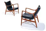 Armchairs (2) by Finn Juhl, 1945, Niels Vodder, sold Oct 2014