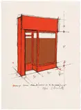 Orange Store Front, Project by Christo, 1979, Color lithograph with collage of brown wrapping paper on Arches paper, sold Oct 2014