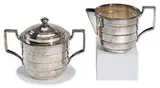 Sugar and creamer (2) by Kem (Karl Emanuel Martin) Weber, c. 1928, Friedman Silver Company, sold Oct 2014