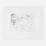 Pablo Picasso, Deux grosses femmes nues et un voyeur (from La Série 347), 1969, etching on BFK Rives