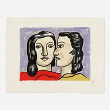 Les Deux Visages by Fernand Léger, 1951, lithograph in colors on Arches, sold Jun 2022