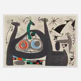 Untitled (from Le lezard aux plumes d'or series) by Joan Miró, 1971, lithograph in colors on Kochi Japan, sold Jun 2022