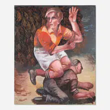 Steven Campbell, The Rugby Player, 1985, gouache on paper laid to linen