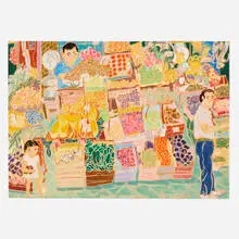 Mimi Gross, Palermo Fruit Market, 1968, pastel and crayon on paper