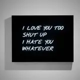 David Drebin, I Love You Too (I Hate You Whatever), 2015, neon light installation in smoked acrylic box
