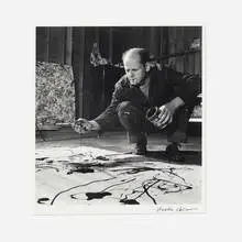Martha Holmes, Jackson Pollock Painting in his Studio, Springs Long Island, New York, gelatin silver print