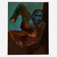 James Strombotne, D-A Man and his Horse, 1957, oil on canvas