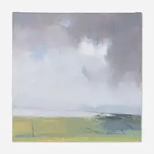 Eric Aho, Rathlaken Fields, Rain Over the Bay, 2000, oil on canvas