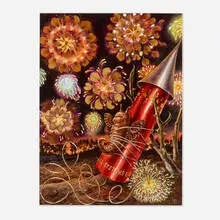 Thomas Woodruff, Blast Off, 1999, watercolor and rose petals on paper