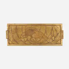 Richard Kuehne, Serving tray with carp and seaweed, c. 1970, carved and gilt wood