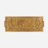 Richard Kuehne, Serving tray with carp and seaweed, c. 1970, carved and gilt wood