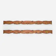 Valances, pair by Max Kuehne, c. 1940, carved, painted and gilt wood, sold Jul 2025