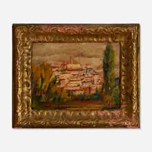 Max Kuehne, Provençal Village Scene, 1919, oil on panel in artist-made frame