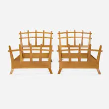 Peter Murkett, Twin-size bed frames, pair, c. 2000, oak