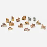 Collection of fifteen miniature Provençal houses by Jean-Pierre Gault and Jean Derval, c. 1985, glazed porcelain, sold Jul 2025