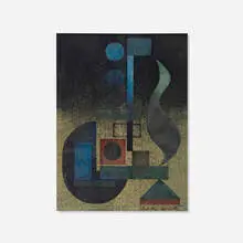 Charles William Smith, Abstract Composition, c. 1938, woodblock in colors with embossing