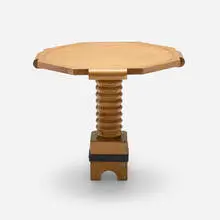 Charles Dudouyt, Pedestal table, c. 1940, stained maple, painted wrought iron