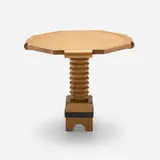Charles Dudouyt, Pedestal table, c. 1940, stained maple, painted wrought iron