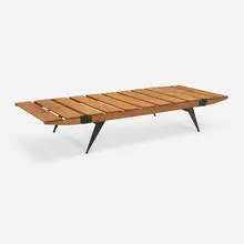 Modernist, Convertible daybed, c. 1955, beech, painted steel, brass
