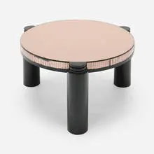 Modernist, Coffee table, c. 1940, mirrored glass, lacquered wood