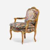 Louis XV Style, Fauteuil from the Hôtel Ritz Paris, painted and parcel-gilt wood, upholstery