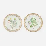 Royal Copenhagen, Flora Danica dinner plates, set of two, 1963, glazed and gilt porcelain