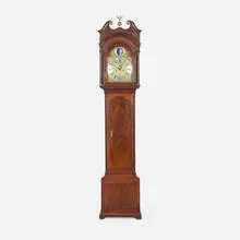 Joseph Wallis, George III longcase clock, c. 1780, mahogany, cherry, gilt brass, metal, brass, glass