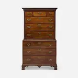 George II, Chest on chest, walnut, stained pine, brass