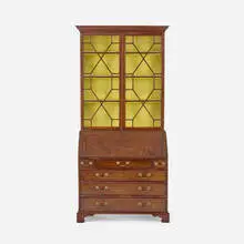 George III, Secretary / bookcase, c. 1750, mahogany, brass, glass