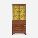 George III, Secretary / bookcase, c. 1750, mahogany, brass, glass