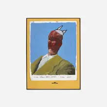 Llyn Foulkes, For Stan the Man, 2011, oil, paper and photograph collage mounted to board