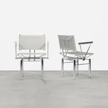 Hans Ullrich Bitsch, Series 8600 armchairs, pair, 1982, chrome-plated steel, aluminum, rubber