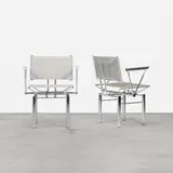 Hans Ullrich Bitsch, Series 8600 armchairs, pair, 1982, chrome-plated steel, aluminum, rubber